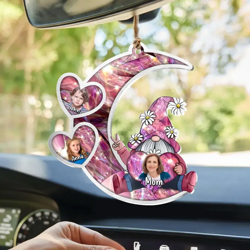 Personalized Sparkling Grandma Nana With Sweet Heart Kids Acrylic Car Ornament - Gift Idea To Grandma/Mother - Up to 5 Kids - Upload Photo