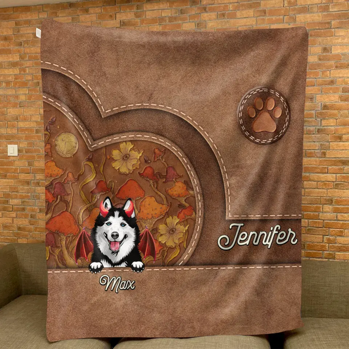 Custom Personalized Dog Halloween Fleece Throw Blanket/ Quilt Blanket - Gift Idea For Dog Lover - Upto 6 Dogs