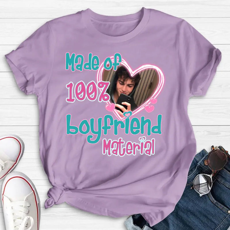 Personalized Boyfriend Material T-shirt/Long Sleeve/Sweatshirt/Hoodie - Upload Photo - Couple Gift Idea