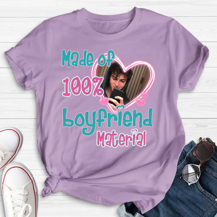 Custom Personalized Boyfriend Material T-shirt/ Long Sleeve/ Sweatshirt/ Hoodie - Upload Photo - Couple Gift Idea