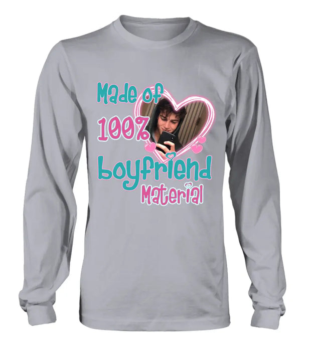 Custom Personalized Boyfriend Material T-shirt/ Long Sleeve/ Sweatshirt/ Hoodie - Upload Photo - Couple Gift Idea