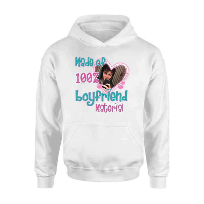 Custom Personalized Boyfriend Material T-shirt/ Long Sleeve/ Sweatshirt/ Hoodie - Upload Photo - Couple Gift Idea