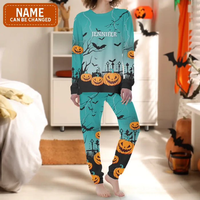 Custom Personalized Halloween AOP Women's Pajamas - Halloween Gift Idea - Custom Name