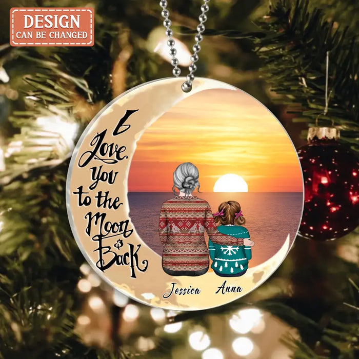 Custom Personalized Grandma Kids Acrylic Ornament - Christmas Gift Idea For Grandma - Upto 3 Kids - I Love You To The Moon & Back