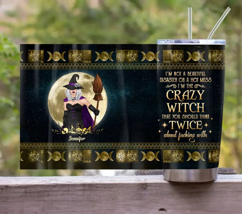 Personalized Halloween Witch Tumbler - Gift Idea For Halloween/Witch Lovers/Friends - I'm The Crazy Witch