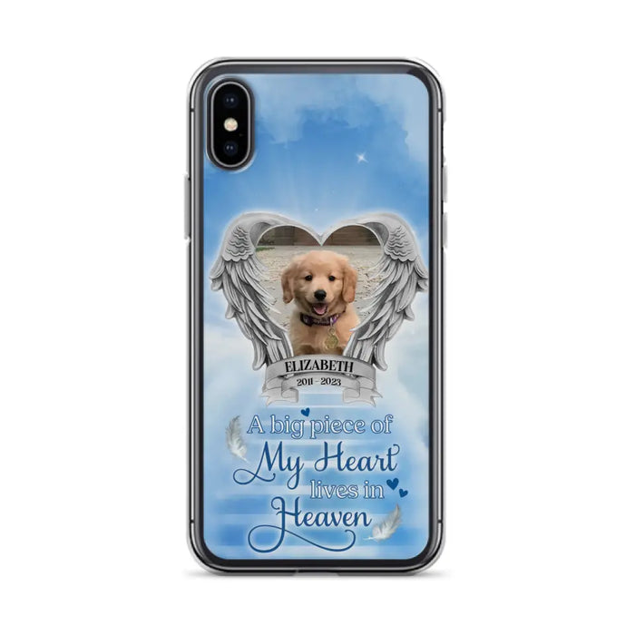 Custom Personalized Memorial Phone Case - Upload Photo - Memorial Gift Idea For Family Member/ Pet Owner - A Big Piece Of My Heart Lives In Heaven - Case For iPhone And Samsung