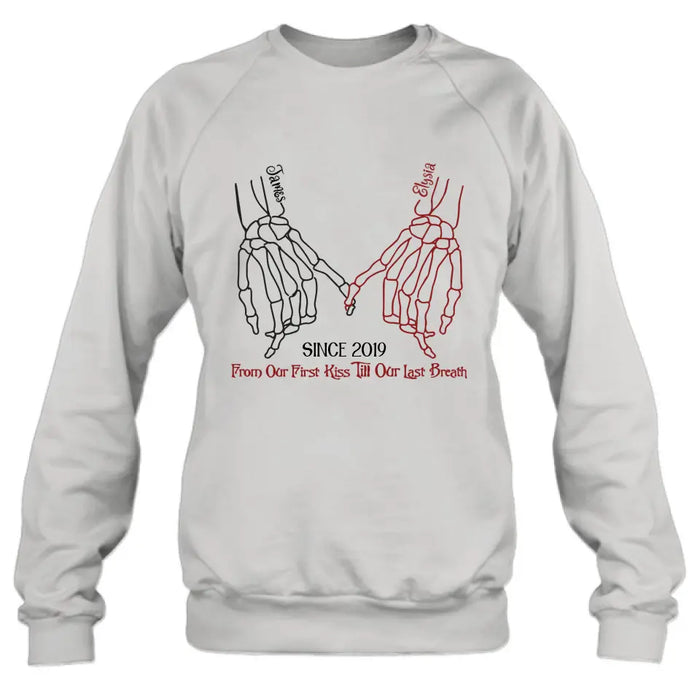 Custom Personalized Couple Halloween T-shirt/ Long Sleeve/ Sweatshirt/ Hoodie - Gift Idea For Couple - From Our First Kiss Till Our Last Breath