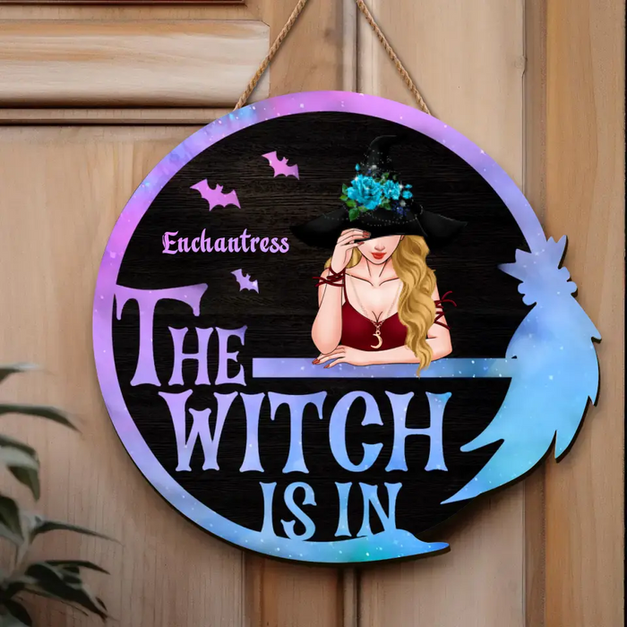 Custom Personalized Witch Wooden Sign - Halloween Gift Idea For Witch/ Pagan Decor - The Witch Is In