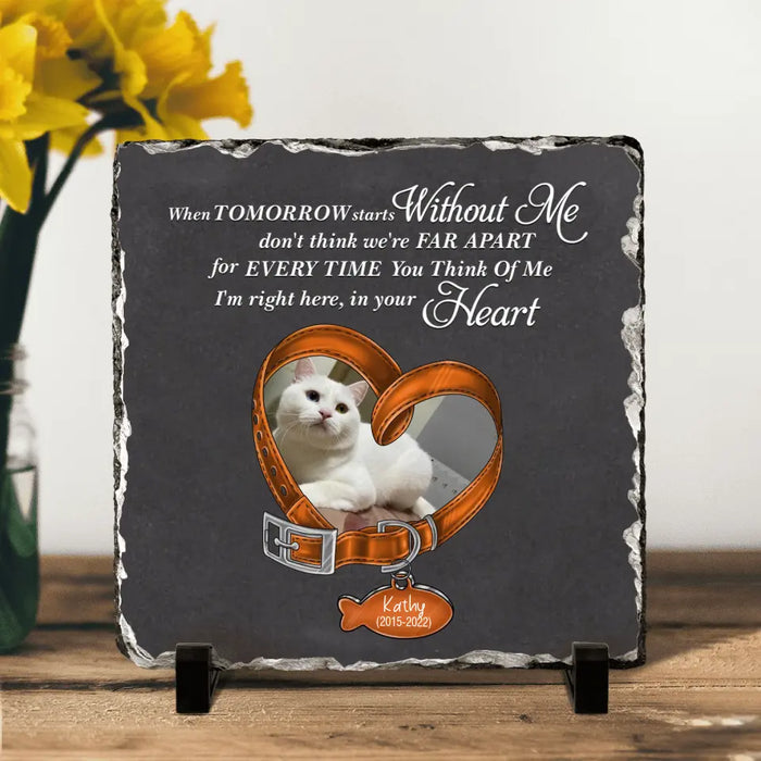 Custom Personalized Memorial Cat Photo Square Lithograph - Gift Idea For Pet Lover/Cat Lovers - When Tomorrow Starts Without Me