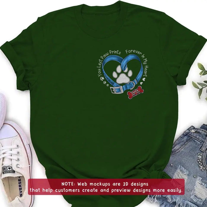 Custom Personalized Memorial Dog Embroidered T-shirt/ Sweater/ Hoodie - You Left Paw Prints Forever In My Heart