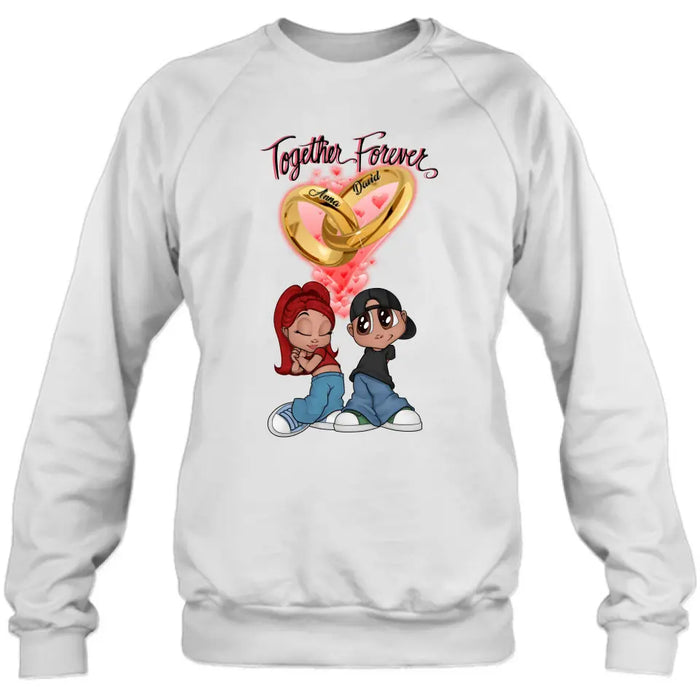 Custom Personalized Couple T-shirt/ Long Sleeve/ Sweatshirt/ Hoodie - Gift Idea For Couple - Together Forever