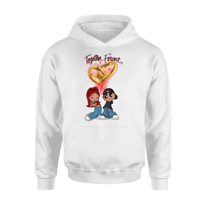 Custom Personalized Couple T-shirt/ Long Sleeve/ Sweatshirt/ Hoodie - Gift Idea For Couple - Together Forever