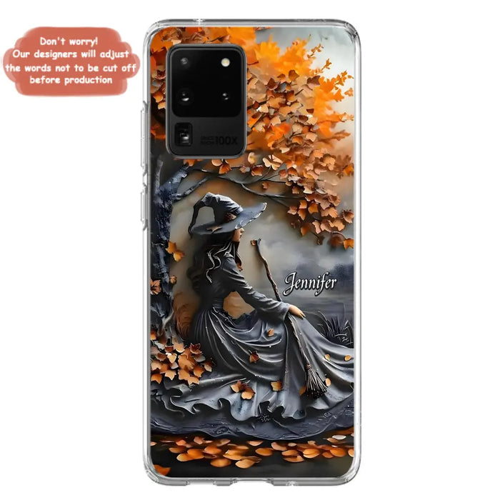 Custom Personalized Witch Broom Phone Case - Halloween/ Birthday Gift Idea For Yourself, Women, Witch Lovers - Case For iPhone/ Samsung