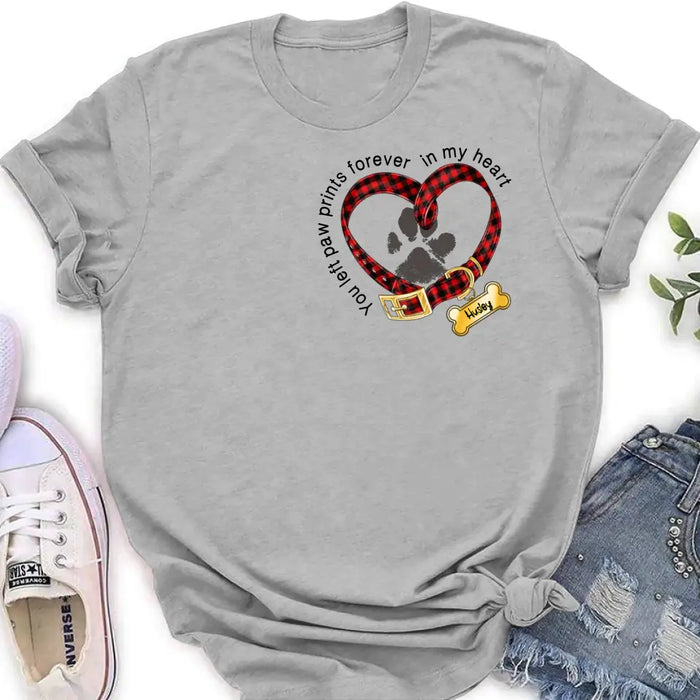 Custom Personalized Dog T-shirt/ Hoodie - Christmas Gift Idea For Dog Lover - You Left Paw Prints Forever In My Heart