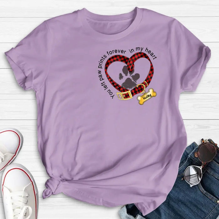 Custom Personalized Dog T-shirt/ Hoodie - Christmas Gift Idea For Dog Lover - You Left Paw Prints Forever In My Heart