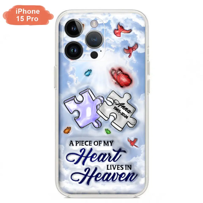 Custom Personalized Memorial Piece Phone Case - Memorial Gift Idea - Case For iPhone/ Samsung - A Piece Of My Heart Lives In Heaven