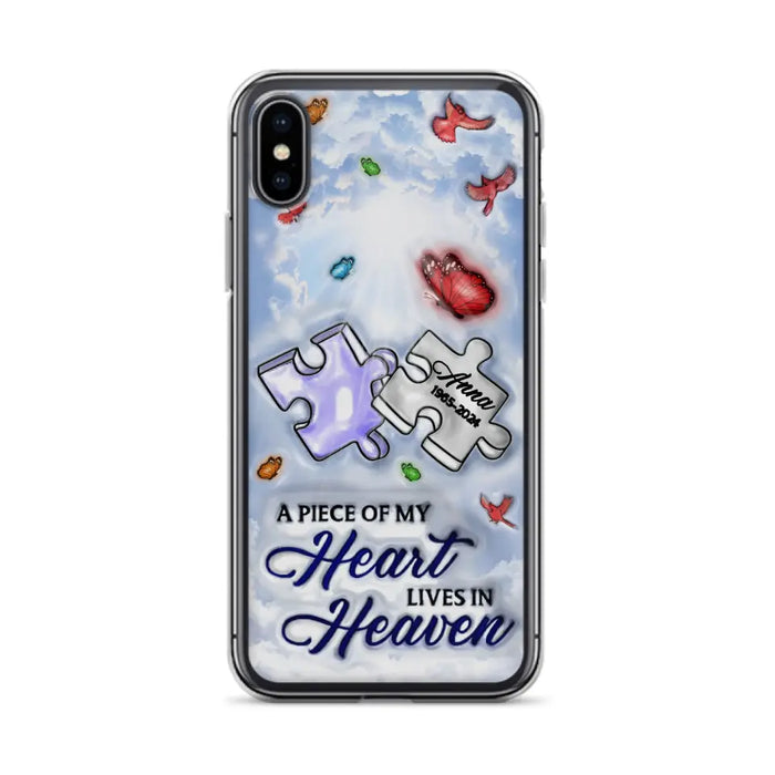 Custom Personalized Memorial Piece Phone Case - Memorial Gift Idea - Case For iPhone/ Samsung - A Piece Of My Heart Lives In Heaven