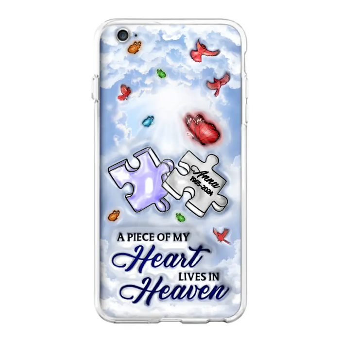 Custom Personalized Memorial Piece Phone Case - Memorial Gift Idea - Case For iPhone/ Samsung - A Piece Of My Heart Lives In Heaven