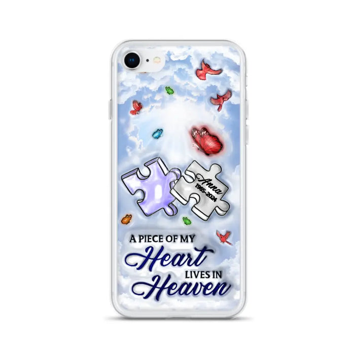 Custom Personalized Memorial Piece Phone Case - Memorial Gift Idea - Case For iPhone/ Samsung - A Piece Of My Heart Lives In Heaven