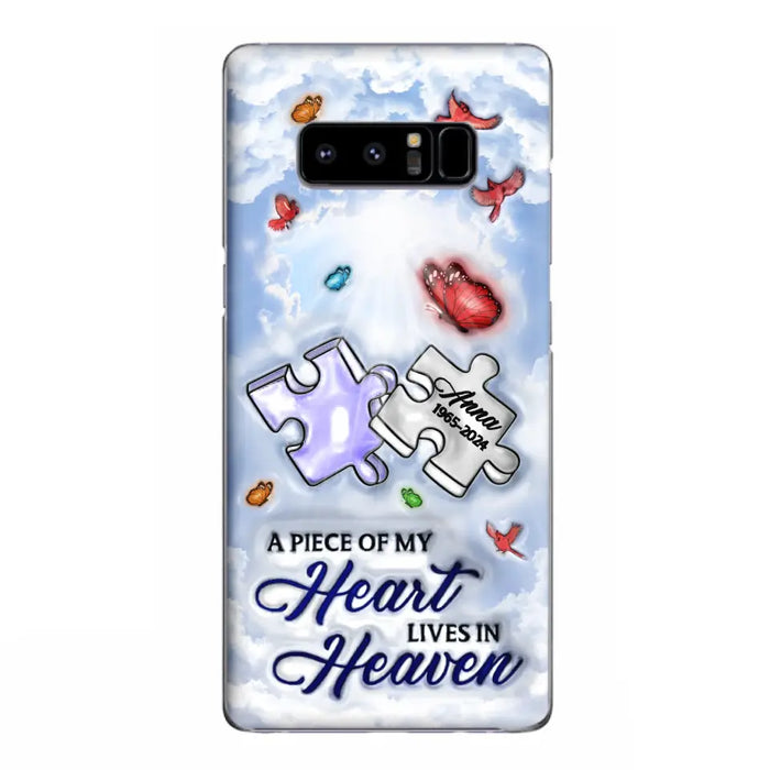 Custom Personalized Memorial Piece Phone Case - Memorial Gift Idea - Case For iPhone/ Samsung - A Piece Of My Heart Lives In Heaven