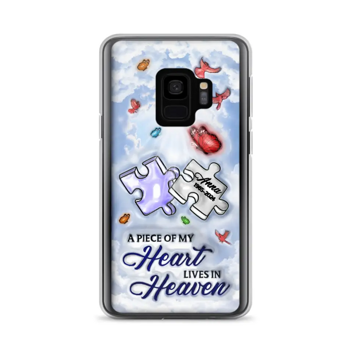 Custom Personalized Memorial Piece Phone Case - Memorial Gift Idea - Case For iPhone/ Samsung - A Piece Of My Heart Lives In Heaven