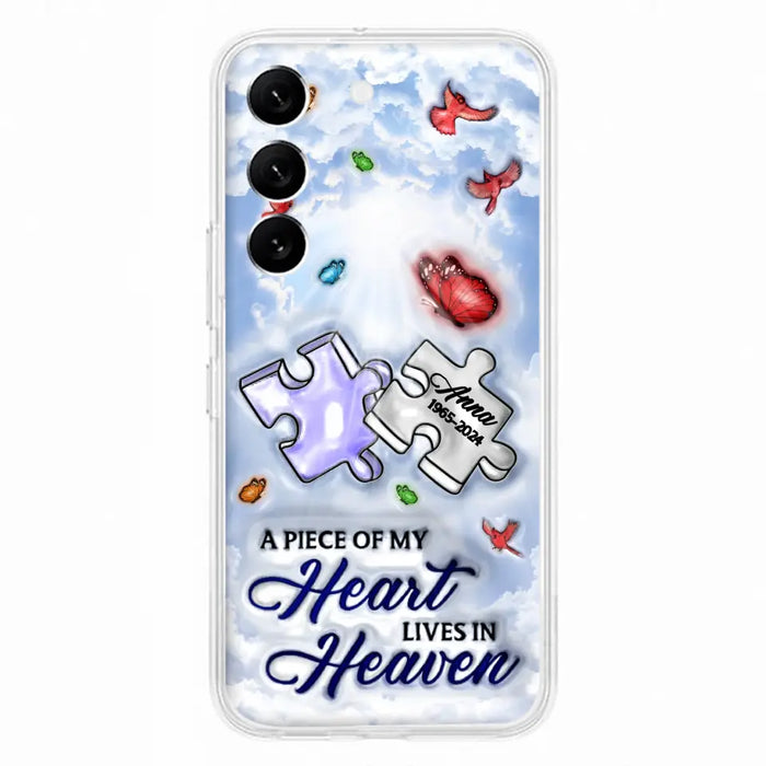 Custom Personalized Memorial Piece Phone Case - Memorial Gift Idea - Case For iPhone/ Samsung - A Piece Of My Heart Lives In Heaven