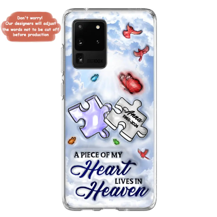 Custom Personalized Memorial Piece Phone Case - Memorial Gift Idea - Case For iPhone/ Samsung - A Piece Of My Heart Lives In Heaven