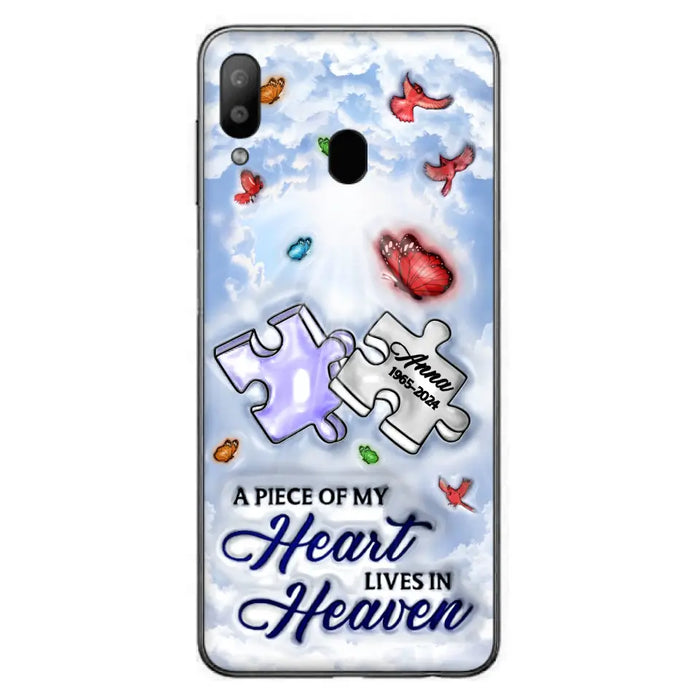 Custom Personalized Memorial Piece Phone Case - Memorial Gift Idea - Case For iPhone/ Samsung - A Piece Of My Heart Lives In Heaven