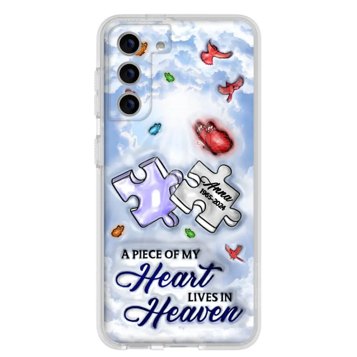 Custom Personalized Memorial Piece Phone Case - Memorial Gift Idea - Case For iPhone/ Samsung - A Piece Of My Heart Lives In Heaven