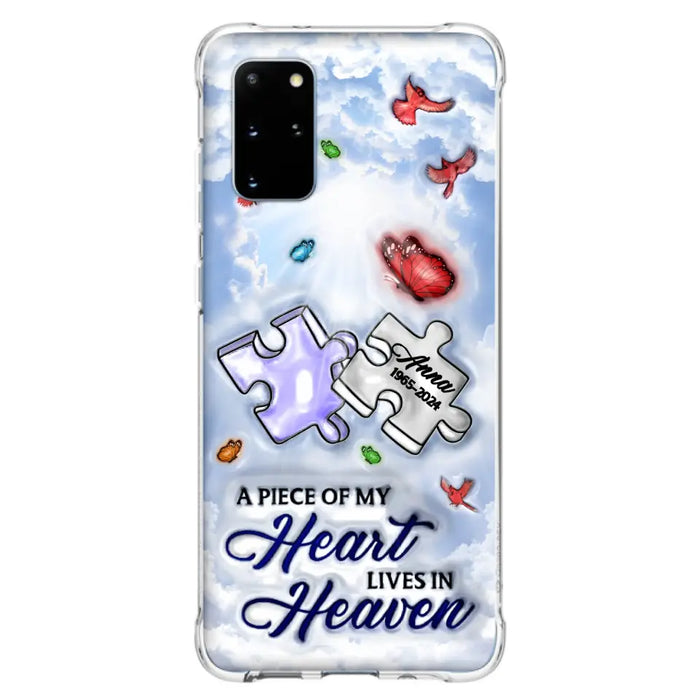 Custom Personalized Memorial Piece Phone Case - Memorial Gift Idea - Case For iPhone/ Samsung - A Piece Of My Heart Lives In Heaven