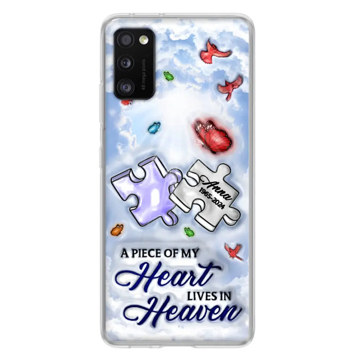 Custom Personalized Memorial Piece Phone Case - Memorial Gift Idea - Case For iPhone/ Samsung - A Piece Of My Heart Lives In Heaven