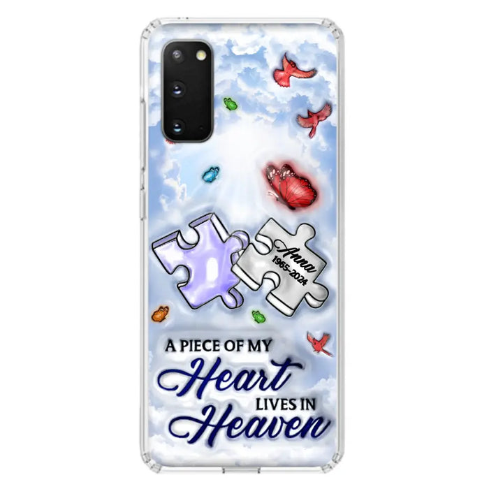 Custom Personalized Memorial Piece Phone Case - Memorial Gift Idea - Case For iPhone/ Samsung - A Piece Of My Heart Lives In Heaven