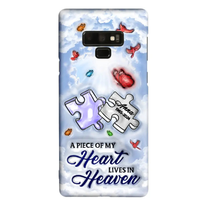 Custom Personalized Memorial Piece Phone Case - Memorial Gift Idea - Case For iPhone/ Samsung - A Piece Of My Heart Lives In Heaven