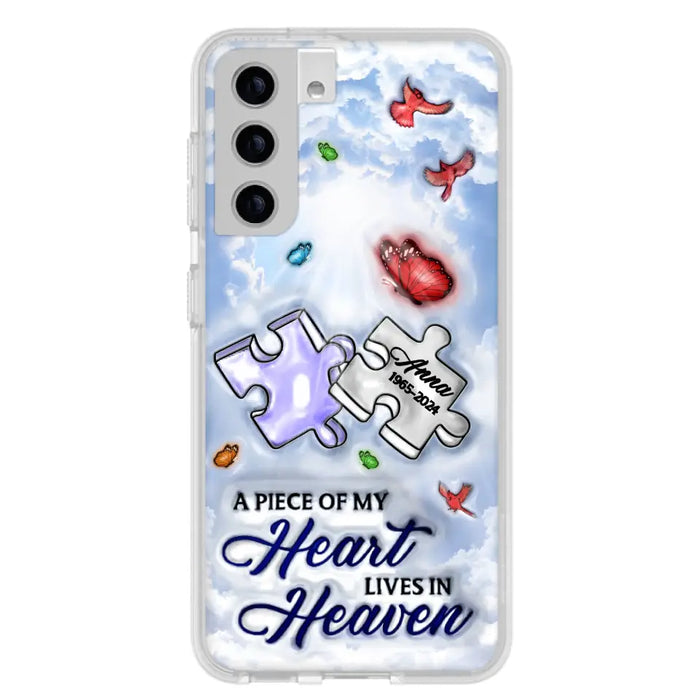 Custom Personalized Memorial Piece Phone Case - Memorial Gift Idea - Case For iPhone/ Samsung - A Piece Of My Heart Lives In Heaven