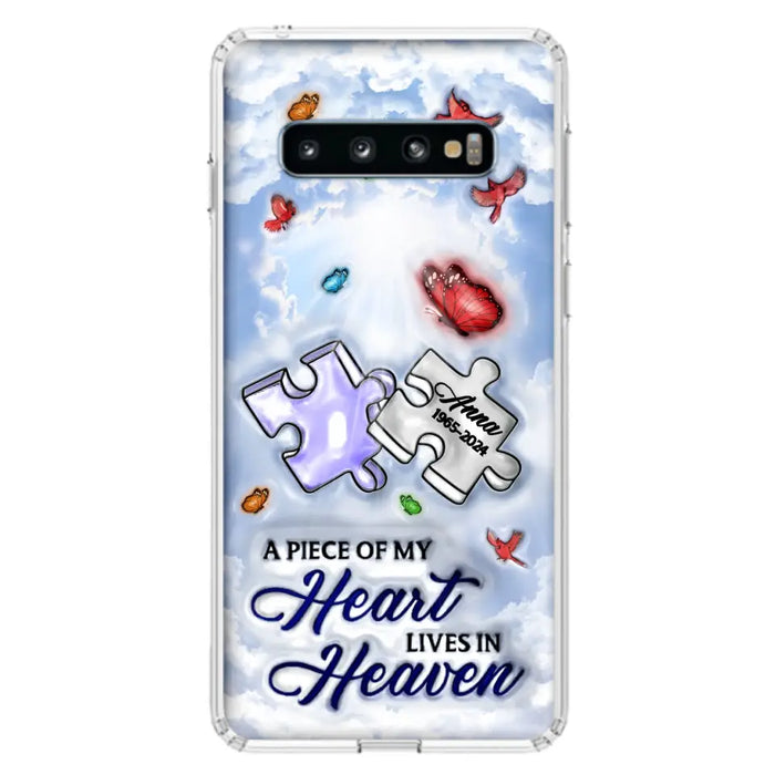 Custom Personalized Memorial Piece Phone Case - Memorial Gift Idea - Case For iPhone/ Samsung - A Piece Of My Heart Lives In Heaven