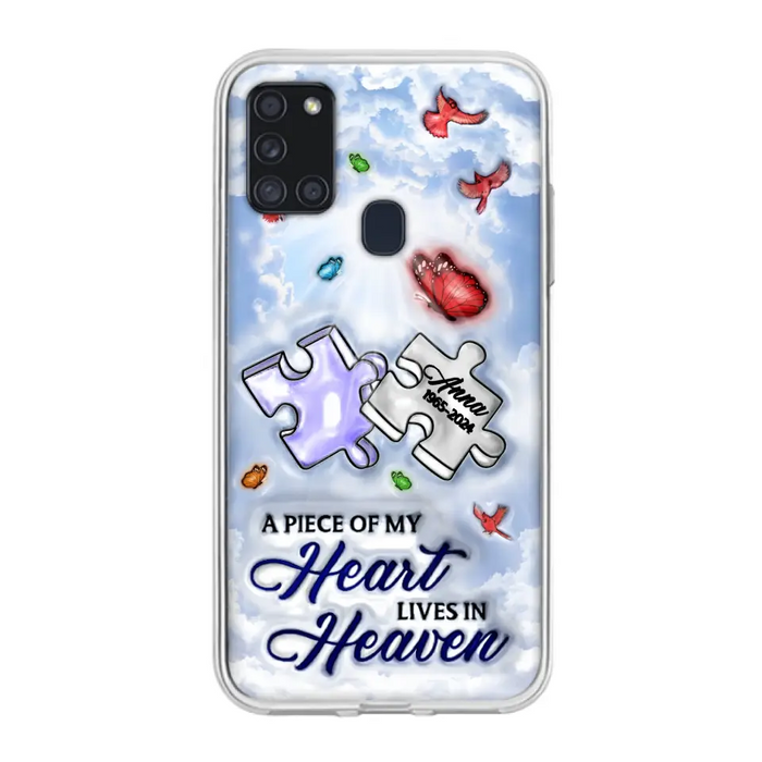 Custom Personalized Memorial Piece Phone Case - Memorial Gift Idea - Case For iPhone/ Samsung - A Piece Of My Heart Lives In Heaven