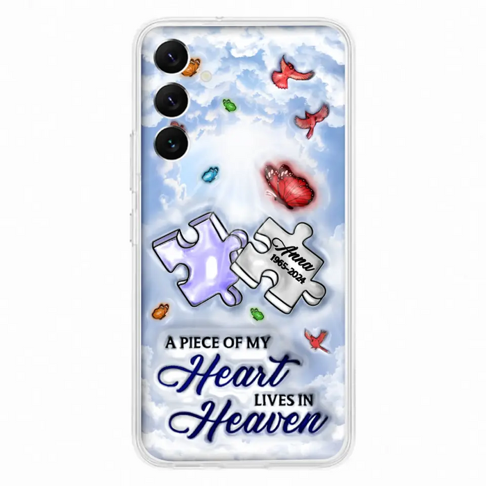 Custom Personalized Memorial Piece Phone Case - Memorial Gift Idea - Case For iPhone/ Samsung - A Piece Of My Heart Lives In Heaven