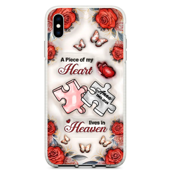 Custom Personalized Memorial Phone Case - Memorial Gift Idea - Case For iPhone/ Samsung - A Piece Of My Heart Lives In Heaven