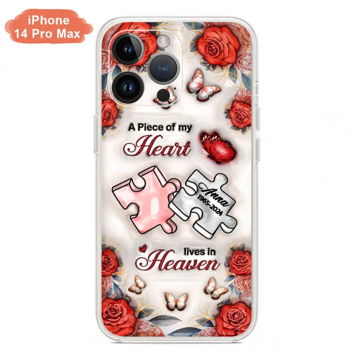 Custom Personalized Memorial Phone Case - Memorial Gift Idea - Case For iPhone/ Samsung - A Piece Of My Heart Lives In Heaven