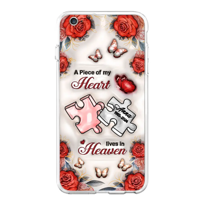 Custom Personalized Memorial Phone Case - Memorial Gift Idea - Case For iPhone/ Samsung - A Piece Of My Heart Lives In Heaven