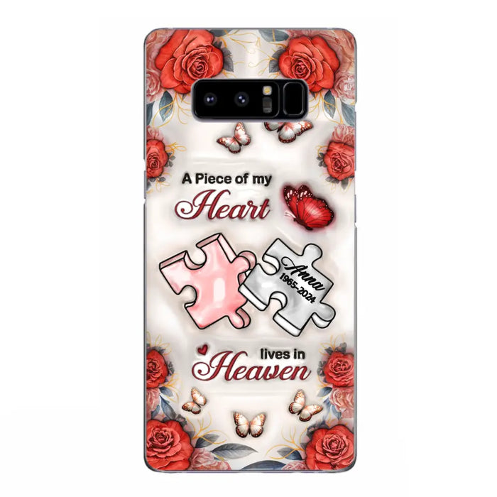 Custom Personalized Memorial Phone Case - Memorial Gift Idea - Case For iPhone/ Samsung - A Piece Of My Heart Lives In Heaven