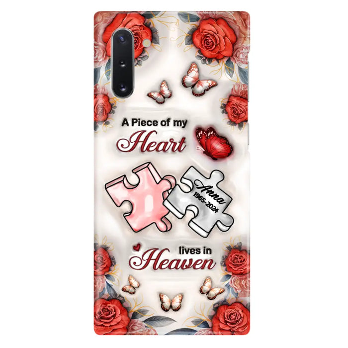 Custom Personalized Memorial Phone Case - Memorial Gift Idea - Case For iPhone/ Samsung - A Piece Of My Heart Lives In Heaven