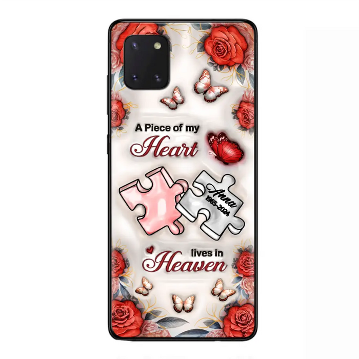 Custom Personalized Memorial Phone Case - Memorial Gift Idea - Case For iPhone/ Samsung - A Piece Of My Heart Lives In Heaven