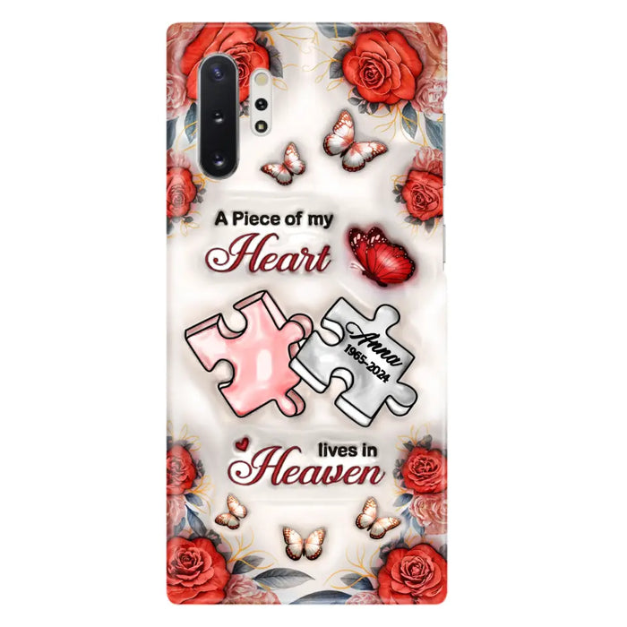 Custom Personalized Memorial Phone Case - Memorial Gift Idea - Case For iPhone/ Samsung - A Piece Of My Heart Lives In Heaven