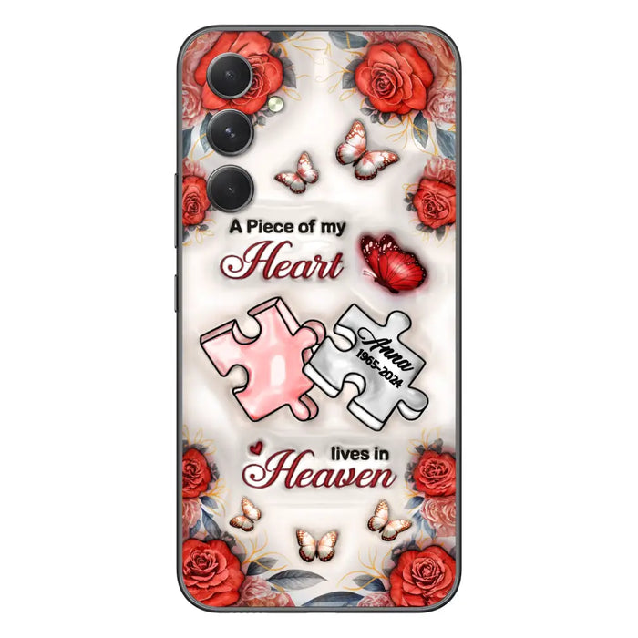 Custom Personalized Memorial Phone Case - Memorial Gift Idea - Case For iPhone/ Samsung - A Piece Of My Heart Lives In Heaven