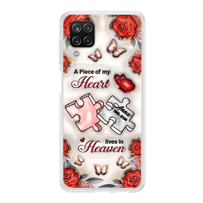 Custom Personalized Memorial Phone Case - Memorial Gift Idea - Case For iPhone/ Samsung - A Piece Of My Heart Lives In Heaven