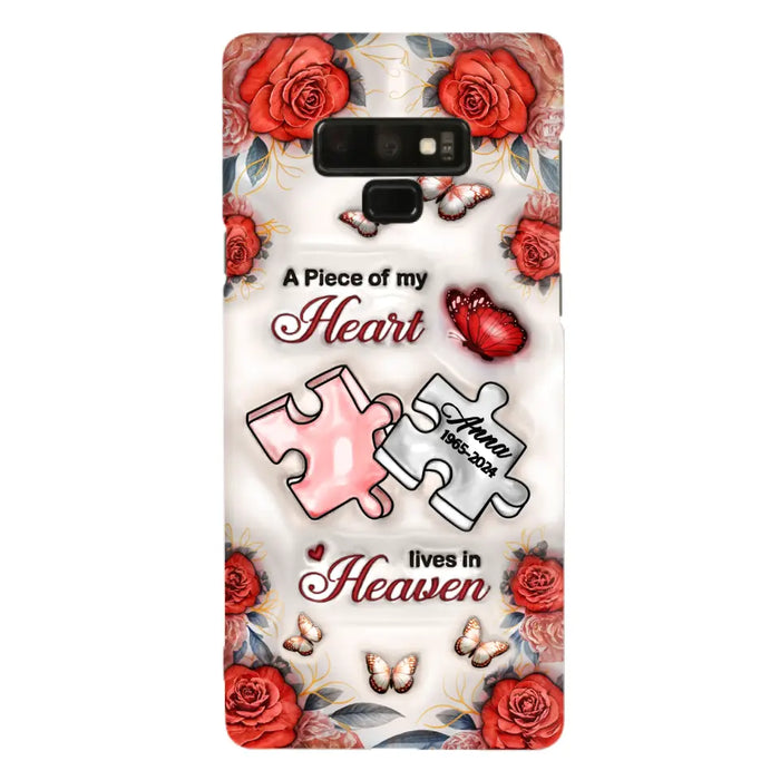 Custom Personalized Memorial Phone Case - Memorial Gift Idea - Case For iPhone/ Samsung - A Piece Of My Heart Lives In Heaven