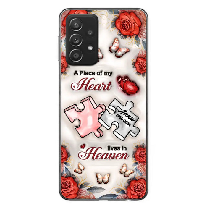 Custom Personalized Memorial Phone Case - Memorial Gift Idea - Case For iPhone/ Samsung - A Piece Of My Heart Lives In Heaven