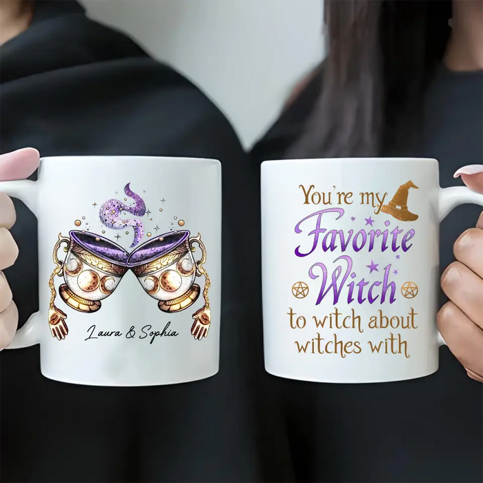 Custom Personalized Best-Tea Coffee Mug - Gift Idea For Halloween/ Witch/ Besties - You're My Favorite Witch To Witch About Witches With