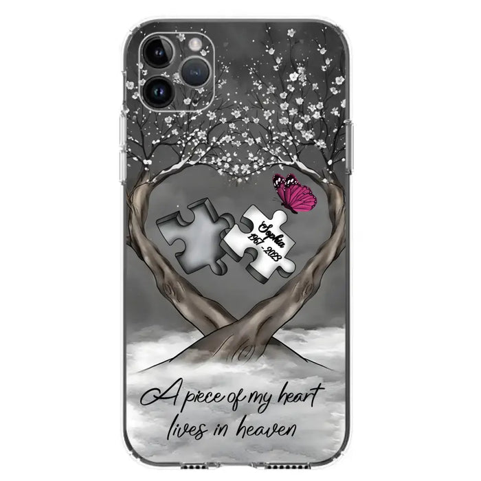 Custom Personalized Memorial Phone Case - Memorial Gift Idea For Family Member - Case For iPhone/ Samsung - A Piece Of My Heart Lives In Heaven